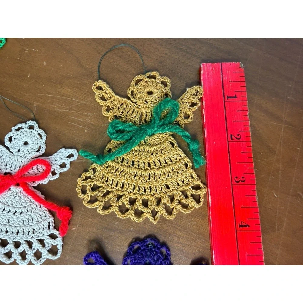 Set of 9 Crocheted Angel Ornaments 2 sizes‎ handmade